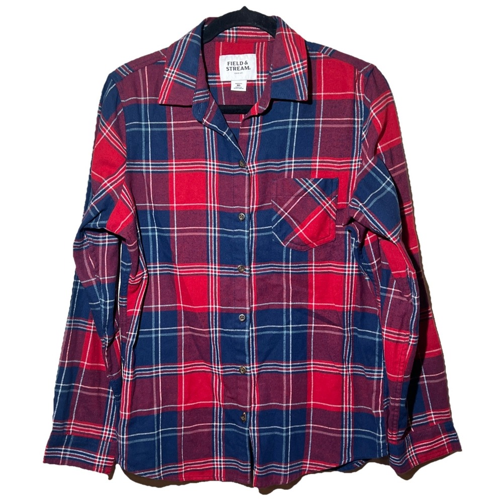 Field & Stream Women's Classic Flannel‎ Shirt Women M Long Sleeve Button Plaid